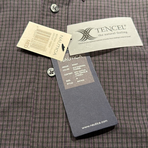NWT Nautica Windy Charcoal Flannel 55% cotton 45% Tencel pocket shirt Men’s M - Picture 11 of 11